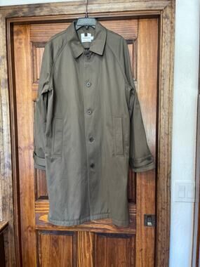 Topman Khaki Cotton Mac Coat L